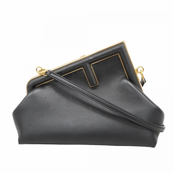 Fendi Zucca First Leather Shoulder Bag, Black, Women's - Picture 1 of 14